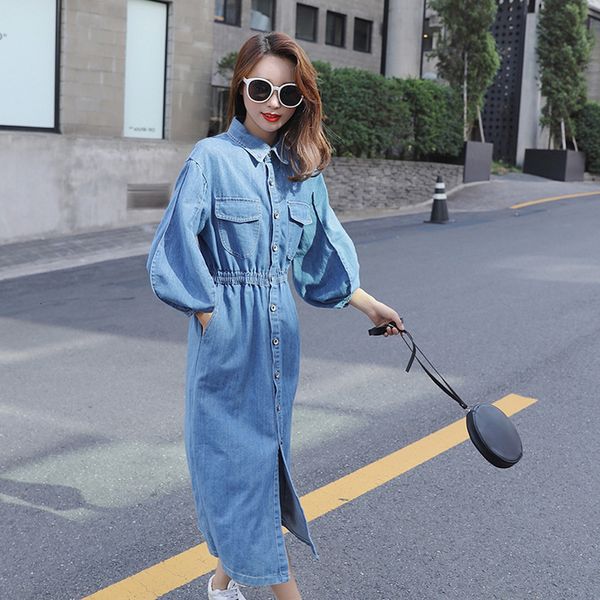 2021 fashion mid-length lantern denim elegant single lapel breasted dress hk385, Black;gray
2021 fashion mid-length lantern denim elegant single lapel breasted dress hk385, Black;gray