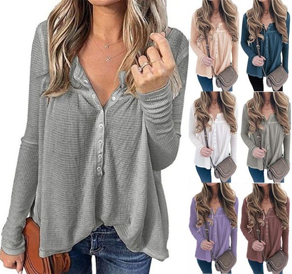 2021 european and american new women's waffle fall loose button long sleeve top, White
2021 european and american new women's waffle fall loose button long sleeve top, White