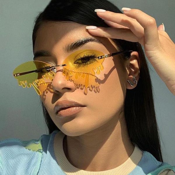 sunglasses irregular transparent fashion rimless women brand designer cool colored red glasses shades party sun uv400, White;black
sunglasses irregular transparent fashion rimless women brand designer cool colored red glasses shades party sun uv400, White;black