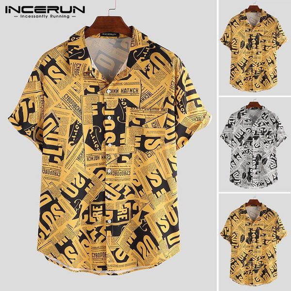 men's casual shirts incerun summer fashion men printed shirt brand lapel short sleeve loose camisa masculina korean hawaiian 2021, White;black
men's casual shirts incerun summer fashion men printed shirt brand lapel short sleeve loose camisa masculina korean hawaiian 2021, White;black