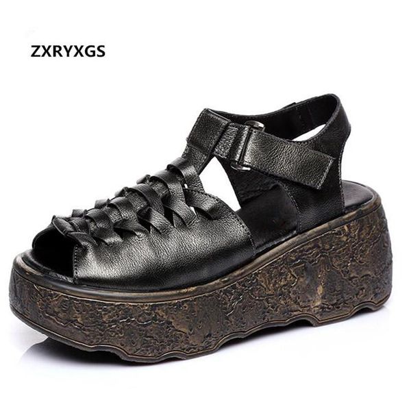 est summer women shoes elegant thick-soled platform woman sandals retro cow leather fashion wedge, Black
est summer women shoes elegant thick-soled platform woman sandals retro cow leather fashion wedge, Black