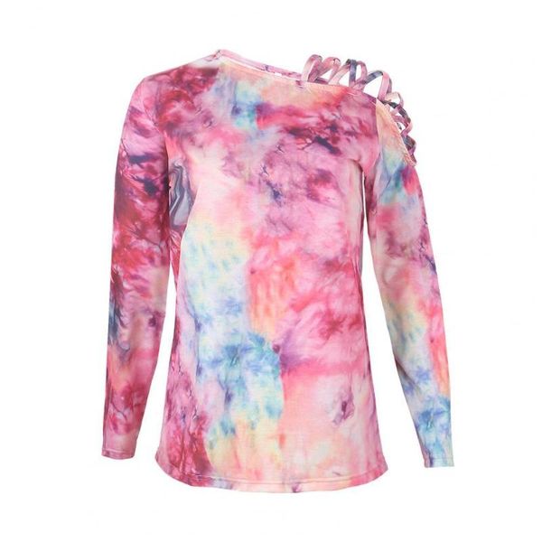 women t-shirt casual tie dye print off shoulder long sleeve loose pullover o-neck hole shirt women's, White
women t-shirt casual tie dye print off shoulder long sleeve loose pullover o-neck hole shirt women's, White