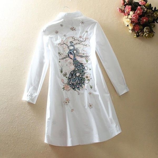 women's blouses & shirts 2021 autumn korean loose back embroidered mid-length cotton shirt long-sleeved fashion blouse, White
women's blouses & shirts 2021 autumn korean loose back embroidered mid-length cotton shirt long-sleeved fashion blouse, White