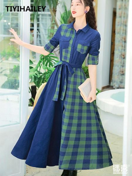 casual dresses tiyihailey long maxi cotton spring autumn boshow sleeve dress belt single breasted vintage corduroy blue plaid, Black;gray
casual dresses tiyihailey long maxi cotton spring autumn boshow sleeve dress belt single breasted vintage corduroy blue plaid, Black;gray