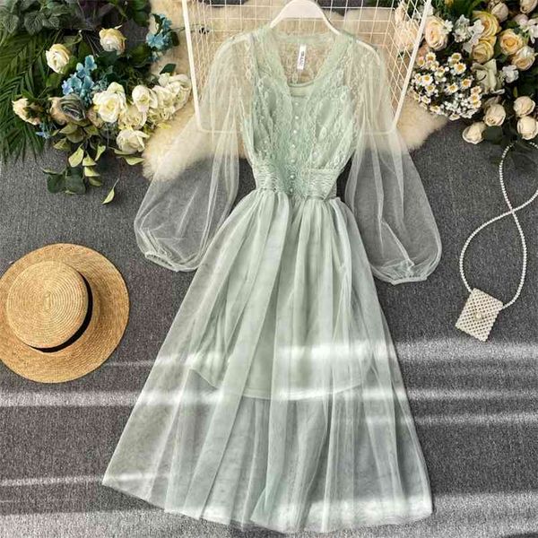 women's mesh dress spring summer fairy sweet chic v-neck lantern sleeve cyber celebrity lace two-piece ml860 210506, Black;gray
women's mesh dress spring summer fairy sweet chic v-neck lantern sleeve cyber celebrity lace two-piece ml860 210506, Black;gray
