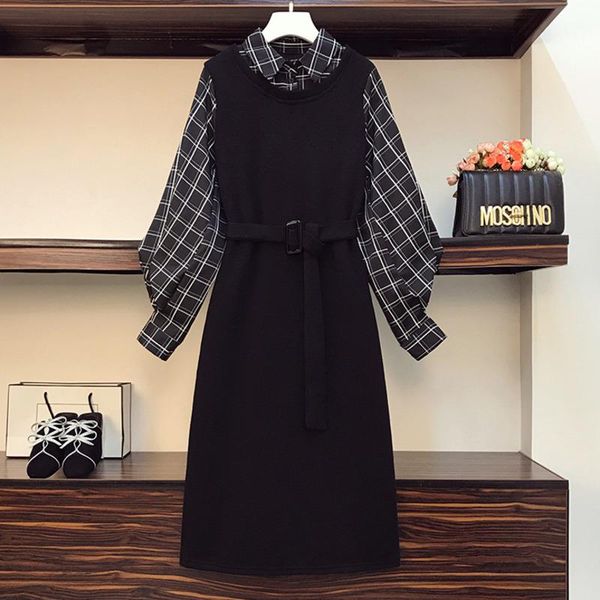 plus size women vintage knitted sweater dresses office ladies turn down collar plaid lantern sleeve patchwork vestidos casual, Black;gray
plus size women vintage knitted sweater dresses office ladies turn down collar plaid lantern sleeve patchwork vestidos casual, Black;gray