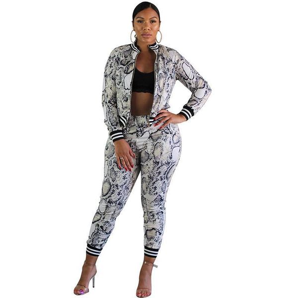 snakeskin print 2 piece outfits womens tracksuits autumn long sleeve jacket and pants suits casual two matching set, Gray
snakeskin print 2 piece outfits womens tracksuits autumn long sleeve jacket and pants suits casual two matching set, Gray