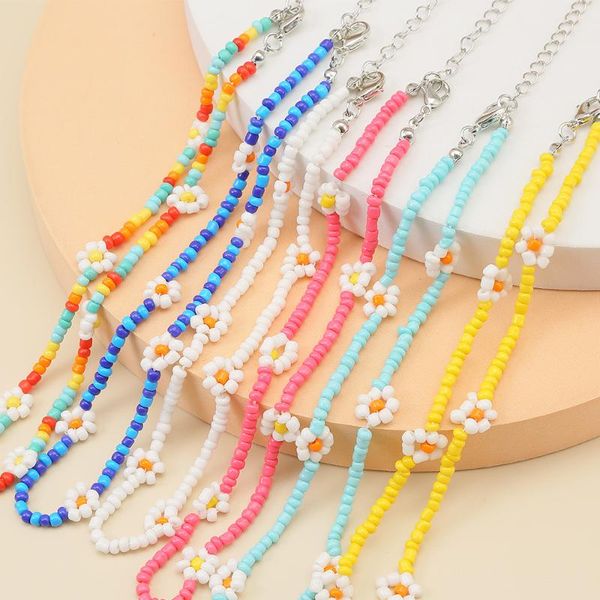 chains summer bohemian small fresh flower rice beads beaded necklace creative hand-woven clavicle chain holiday gift, Silver
chains summer bohemian small fresh flower rice beads beaded necklace creative hand-woven clavicle chain holiday gift, Silver