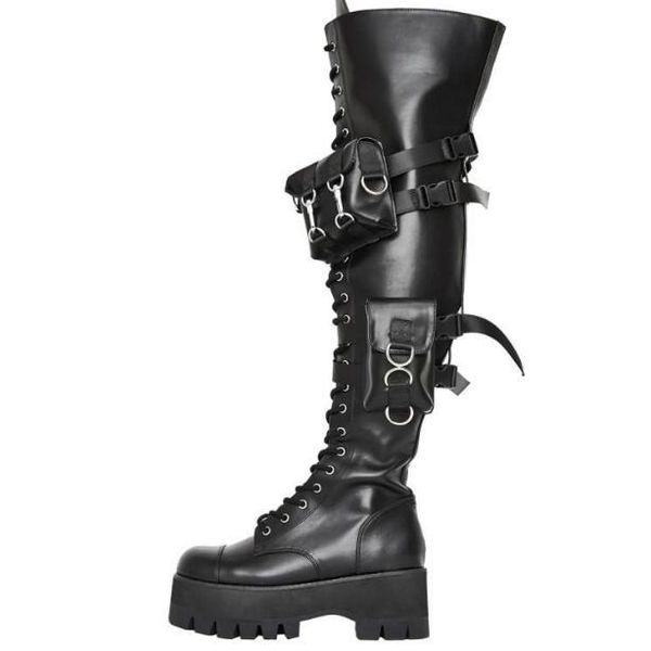 boots woman black punk style pocket over the knee lace up zipper thick sole wallet platform round toe long shoes
boots woman black punk style pocket over the knee lace up zipper thick sole wallet platform round toe long shoes