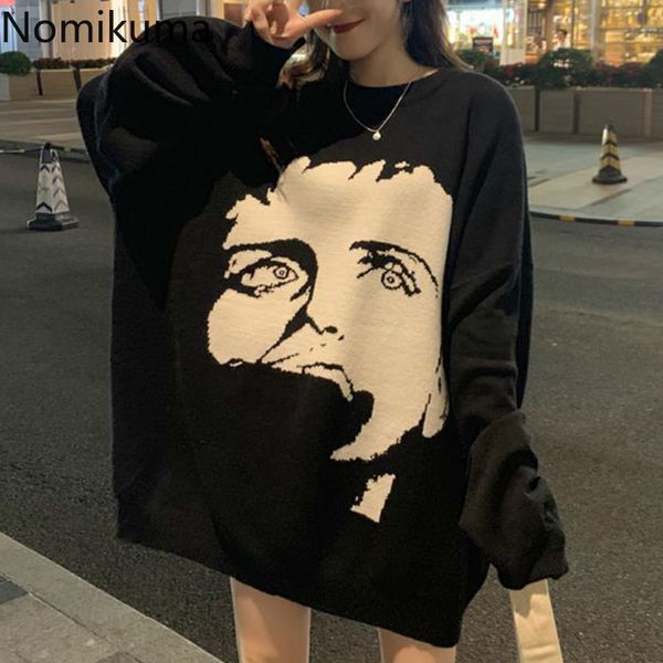 nomikuma streetwear pullover contrast color casual loose jumpers o neck long sleeve vintage korean knitted sweater women 3d816 210514, White;black
nomikuma streetwear pullover contrast color casual loose jumpers o neck long sleeve vintage korean knitted sweater women 3d816 210514, White;black