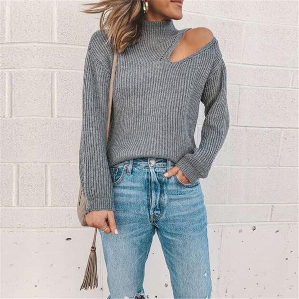 women's sweater off shoulder high neck long sleeve threaded knitted for female autumn spring winter loose streetwear sweaters, White;black
women's sweater off shoulder high neck long sleeve threaded knitted for female autumn spring winter loose streetwear sweaters, White;black