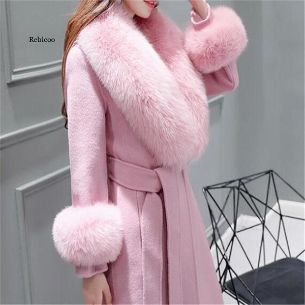 women's wool & blends autumn winter high end fashion coat slim was thin woolen faux fur collar mid-length women, Black
women's wool & blends autumn winter high end fashion coat slim was thin woolen faux fur collar mid-length women, Black