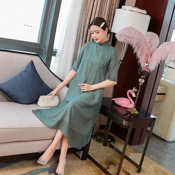 dresses brand chinese spring summer clothes women lurex embroidery half sleeve dark green grey loose female, Black;gray
dresses brand chinese spring summer clothes women lurex embroidery half sleeve dark green grey loose female, Black;gray