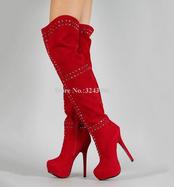 boots suede studded platform thigh high woman fashion super thin heel rivets over the knee long large size female shoes, Black
boots suede studded platform thigh high woman fashion super thin heel rivets over the knee long large size female shoes, Black