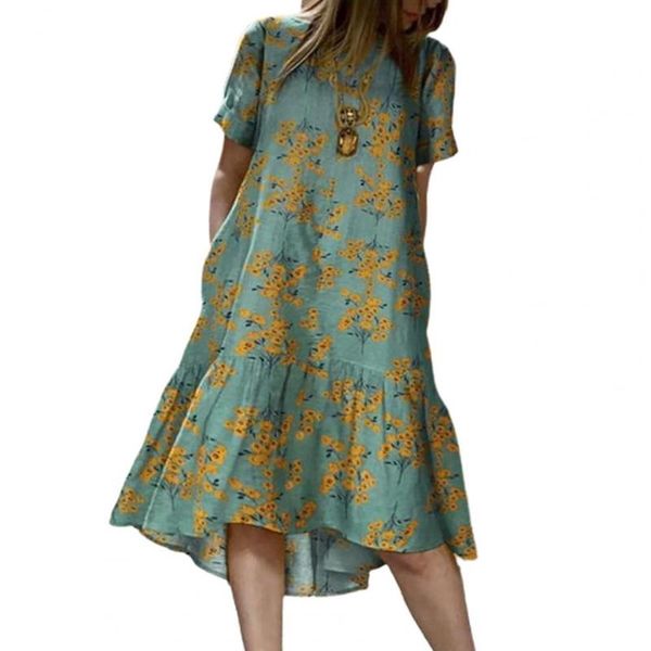 women's swimwear summer women short sleeve beach dress floral print skin-friendly ruffle hem o neck midi beachwear large loose, White;black
women's swimwear summer women short sleeve beach dress floral print skin-friendly ruffle hem o neck midi beachwear large loose, White;black