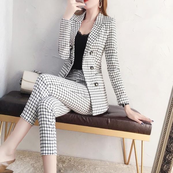 women's suits & blazers pantsuit women grid suit woman in the spring and autumn style korean fashion two-piece, White;black
women's suits & blazers pantsuit women grid suit woman in the spring and autumn style korean fashion two-piece, White;black