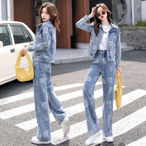 women's two piece pants women 2021 spring autumn denim 2 set jeans suit female long sleeve jacket & ladies matching sets b218, White
women's two piece pants women 2021 spring autumn denim 2 set jeans suit female long sleeve jacket & ladies matching sets b218, White