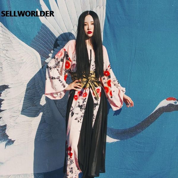 woman japanese kimono style flowers blooming print long sleeves dress casual dresses, Black;gray
woman japanese kimono style flowers blooming print long sleeves dress casual dresses, Black;gray