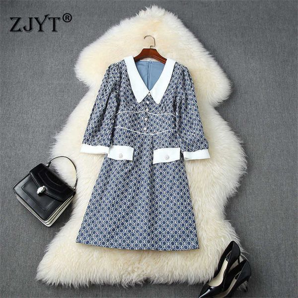 designer runway autumn clothes for women fashion peter pan collar geometric embroidery dresses 210601, Black;gray
designer runway autumn clothes for women fashion peter pan collar geometric embroidery dresses 210601, Black;gray