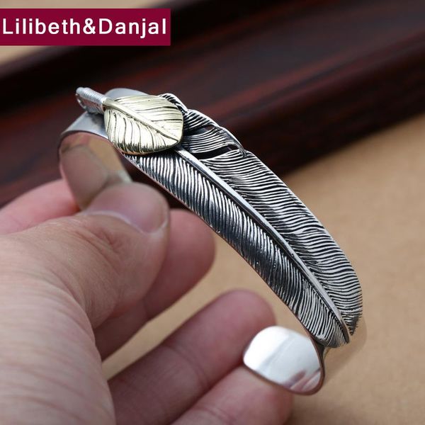 men women opening bangle 100% real 925 sterling silver feather adjustable bracelet christmas gift fine jewelry fb13, Black
men women opening bangle 100% real 925 sterling silver feather adjustable bracelet christmas gift fine jewelry fb13, Black