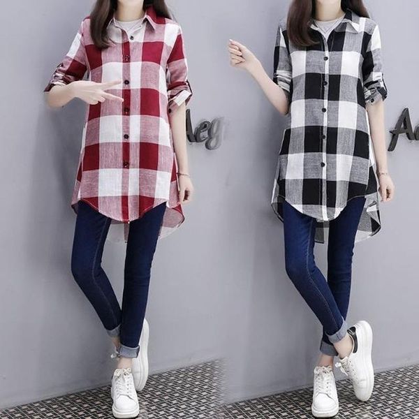 women's blouses & shirts women 2021 spring autumn korean turn-down collar plaid all-match female loose long sleeves medium s371, White
women's blouses & shirts women 2021 spring autumn korean turn-down collar plaid all-match female loose long sleeves medium s371, White