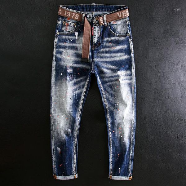 men's jeans european american street fashion men retro blue elastic slim fit ripped hip hop painted splashed denim pants
men's jeans european american street fashion men retro blue elastic slim fit ripped hip hop painted splashed denim pants