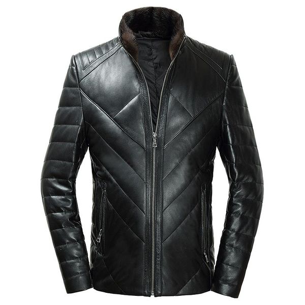 men's leather & faux genuine jackets mens sheepskin coats plus size men real collar duck down jacket 18-1710 yy131, Black
men's leather & faux genuine jackets mens sheepskin coats plus size men real collar duck down jacket 18-1710 yy131, Black