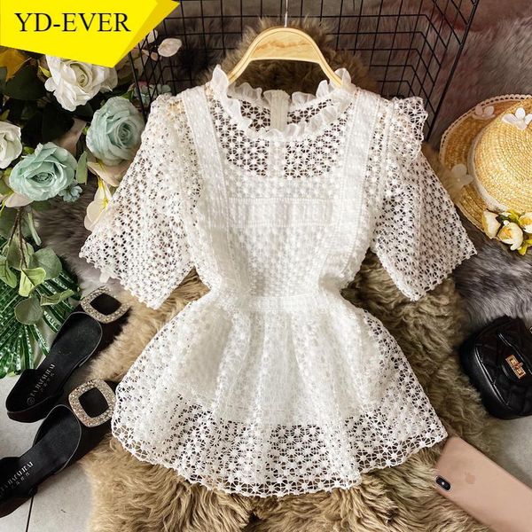 women's blouses & shirts lace shirt women short sleeve o-neck blouse 2021 summer hollow-out slim waist ruffle blusas feminimos 4b017, White
women's blouses & shirts lace shirt women short sleeve o-neck blouse 2021 summer hollow-out slim waist ruffle blusas feminimos 4b017, White