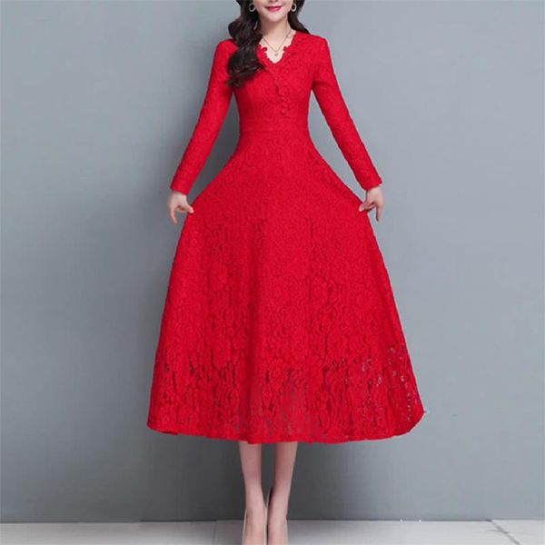casual dresses fashion red lace a-line dress women autumn elegant long sleeve big swing party vestidos female, Black;gray
casual dresses fashion red lace a-line dress women autumn elegant long sleeve big swing party vestidos female, Black;gray