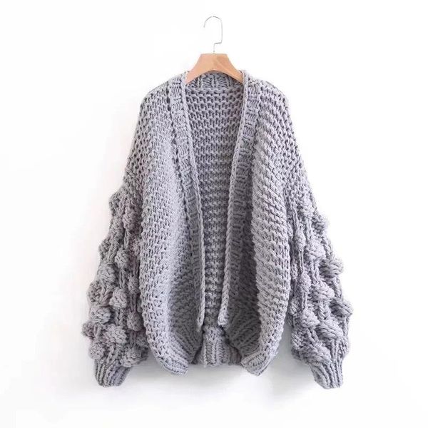 women's sweaters hand coarse knitted sweater women 2021 fashion thicken warm winter lantern sleeve crocheted cardigans female coat clot, White;black
women's sweaters hand coarse knitted sweater women 2021 fashion thicken warm winter lantern sleeve crocheted cardigans female coat clot, White;black