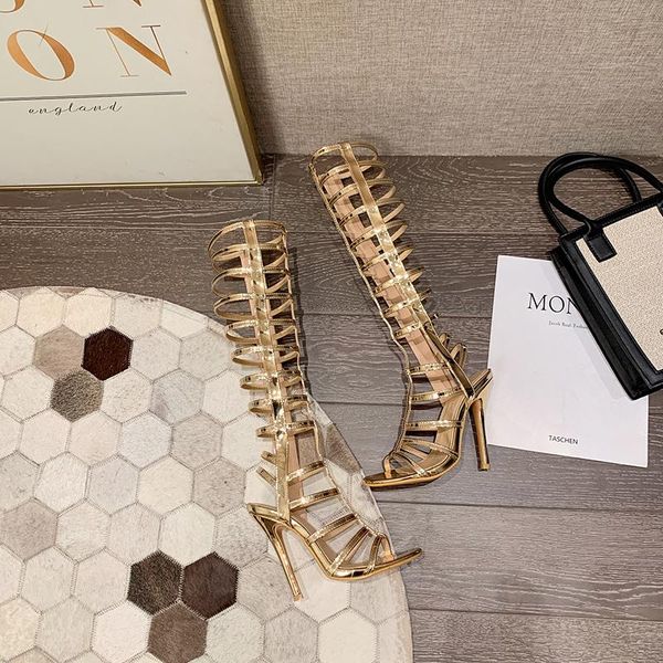 boots summer snakeskin pattern golden microfiber leather high-heeled high-tube roman women's sandals hollow back zipper shoes, Black
boots summer snakeskin pattern golden microfiber leather high-heeled high-tube roman women's sandals hollow back zipper shoes, Black