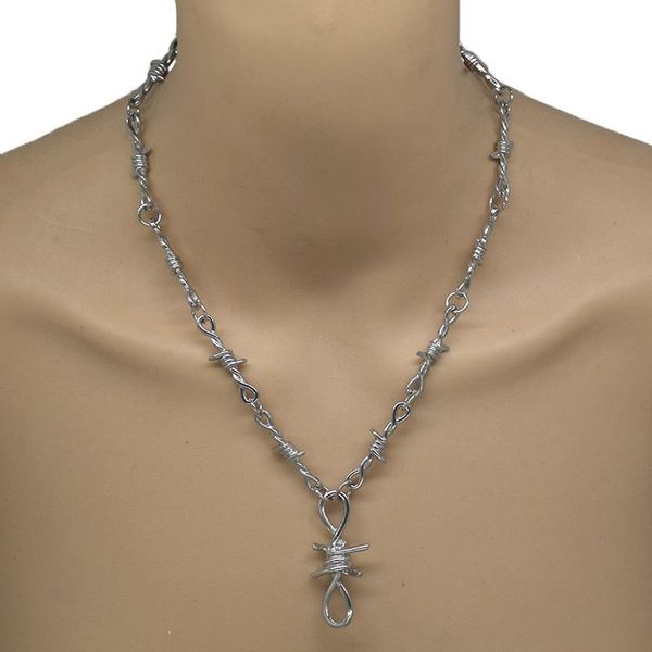 alloy barbed wire brambles necklace punk gothic padlock necklaces statement hip hop choker chic chains, Silver
alloy barbed wire brambles necklace punk gothic padlock necklaces statement hip hop choker chic chains, Silver