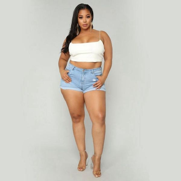 women's shorts plus size 5xl summer denim short jeans 2021 women mid waist ripped fashion casual slim ladies pants, White;black
women's shorts plus size 5xl summer denim short jeans 2021 women mid waist ripped fashion casual slim ladies pants, White;black