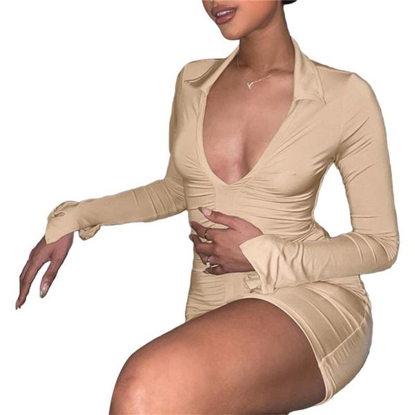 casual dresses women’s fashion solid color lapel low cut dress long sleeve pleated skinny autumn tight bodycon, Black;gray
casual dresses women’s fashion solid color lapel low cut dress long sleeve pleated skinny autumn tight bodycon, Black;gray