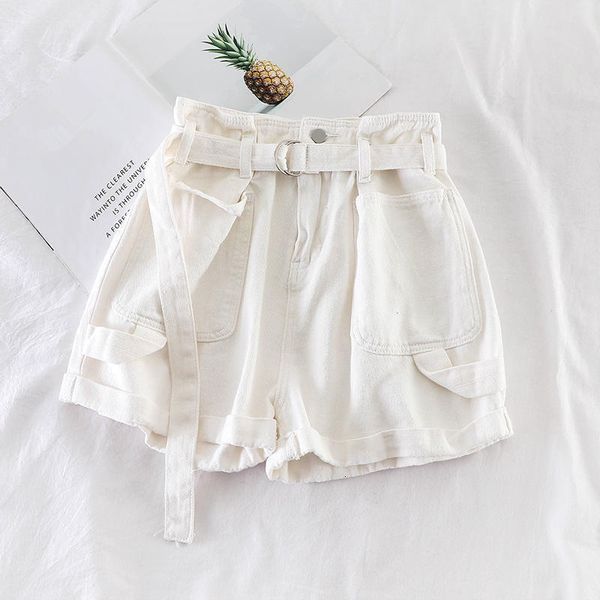 retro denim spring summer wide leg with belt casual ants pink white jeans high waist women shorts c6129 210310, White;black
retro denim spring summer wide leg with belt casual ants pink white jeans high waist women shorts c6129 210310, White;black