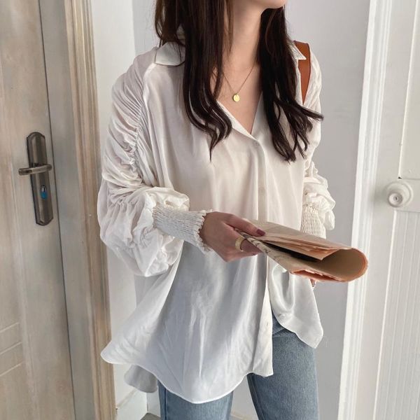 women's blouses & shirts 2021 elegant women white black blouse casual female office chic puff sleeve see through pleated ladies workwea
women's blouses & shirts 2021 elegant women white black blouse casual female office chic puff sleeve see through pleated ladies workwea