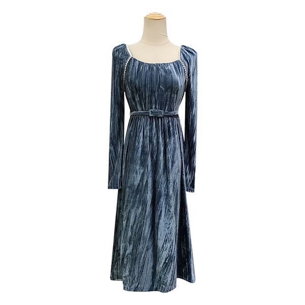 woman elegant black blue velvet o neck long sleeve knee length dress a-line solid chic d3088 210514, Black;gray
woman elegant black blue velvet o neck long sleeve knee length dress a-line solid chic d3088 210514, Black;gray