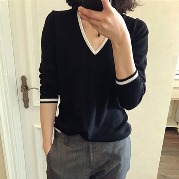 women's sweaters elegant v-neck sweater women knitted jumper autumn winter cashmere cotton blended knitwear pull femme pullover whf0, White;black
women's sweaters elegant v-neck sweater women knitted jumper autumn winter cashmere cotton blended knitwear pull femme pullover whf0, White;black