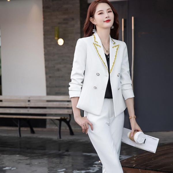 women's two piece pants 2021 autumn white suit 2 pieces set formal ladies double breasted blazer jacket business work trousers suits
women's two piece pants 2021 autumn white suit 2 pieces set formal ladies double breasted blazer jacket business work trousers suits