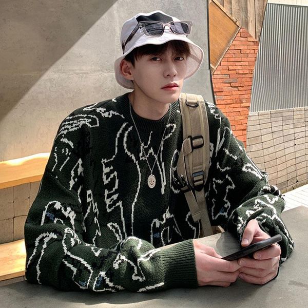 men's sweaters qiwn round neck sweater fall/winter casual printed pullover loose flame oversized, White;black
men's sweaters qiwn round neck sweater fall/winter casual printed pullover loose flame oversized, White;black