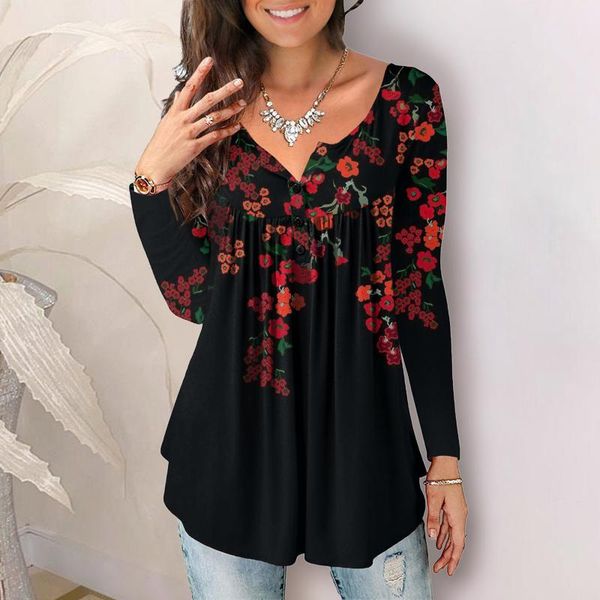 women's blouses & shirts 2021 summer fashion floral print v-neck button t-shirt casual pleated pullover long sleeve loose ladies blouse, White
women's blouses & shirts 2021 summer fashion floral print v-neck button t-shirt casual pleated pullover long sleeve loose ladies blouse, White
