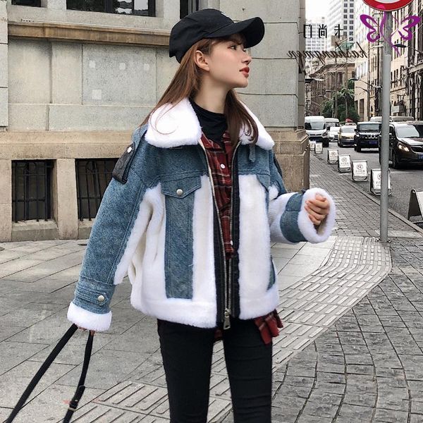 women's jackets denim jacket fashion thickened cashmere splicing cotton short coat stand collar petite beauty essential, Black;brown
women's jackets denim jacket fashion thickened cashmere splicing cotton short coat stand collar petite beauty essential, Black;brown