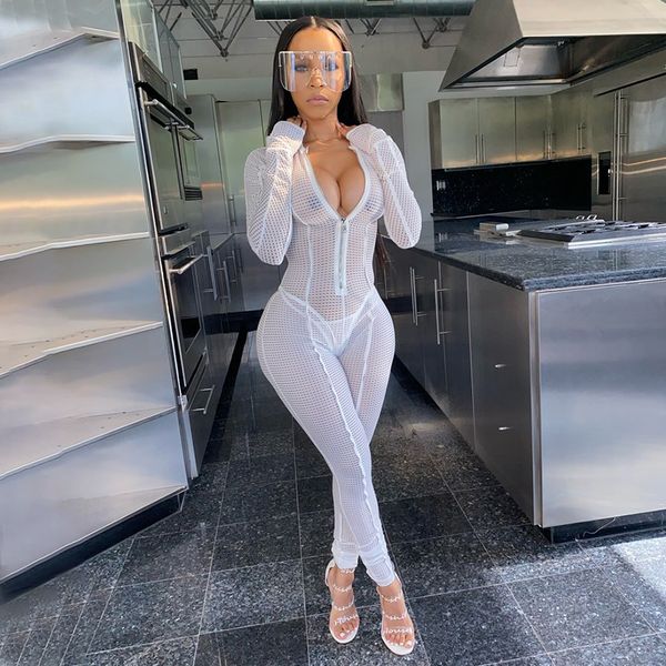 women mesh perspective though jumpsuit long sleeve club party bodycon one piece overall zipper rompers outfit, Black;white
women mesh perspective though jumpsuit long sleeve club party bodycon one piece overall zipper rompers outfit, Black;white