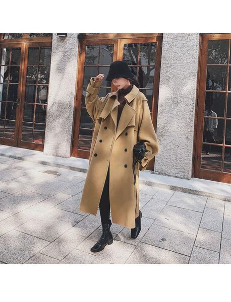 women's trench coats 2021 autumn casual oversize mid-length cashmere coat with belt women elegant winter double breasted overcoat cost-, Tan;black
women's trench coats 2021 autumn casual oversize mid-length cashmere coat with belt women elegant winter double breasted overcoat cost-, Tan;black