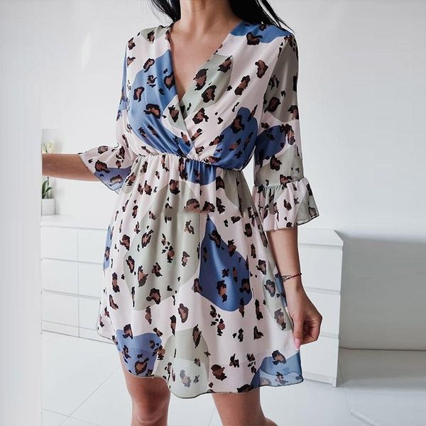 party dresses casual v neck elastic waist female dress autumn half sleeve a-line women spring leaopard print patchwork mini, White;black
party dresses casual v neck elastic waist female dress autumn half sleeve a-line women spring leaopard print patchwork mini, White;black
