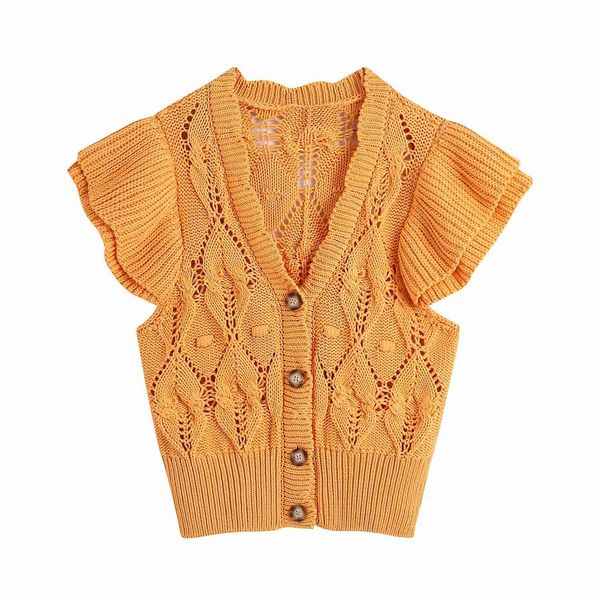 women knitted ruffled cardigan button sleeveless o-neck sweater vest chic lady fashion casual clothes 210517, Black;white
women knitted ruffled cardigan button sleeveless o-neck sweater vest chic lady fashion casual clothes 210517, Black;white