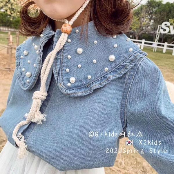 shirts 2021 spring children's clothing girls lapel flared sleeves beaded shirt denim, White;black
shirts 2021 spring children's clothing girls lapel flared sleeves beaded shirt denim, White;black