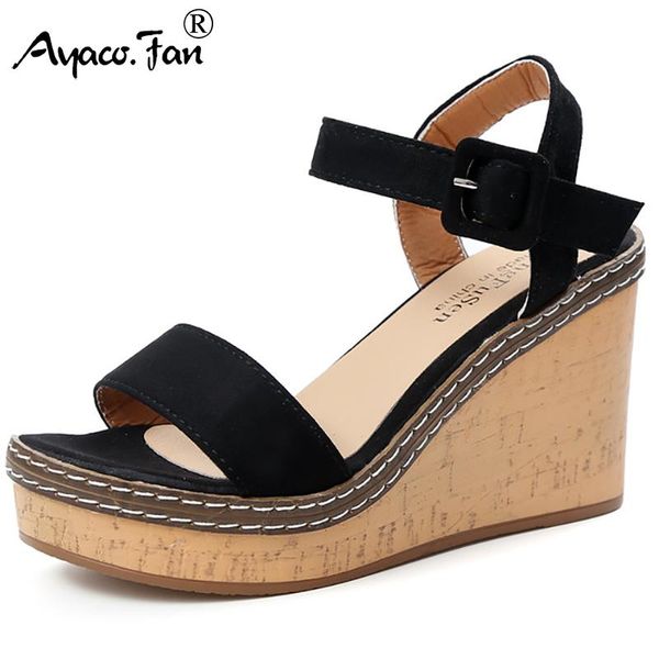 dress shoes women summer wedge sandals 2021 female fish mouth flock high heels open toe platform lady buckle slope, Black
dress shoes women summer wedge sandals 2021 female fish mouth flock high heels open toe platform lady buckle slope, Black