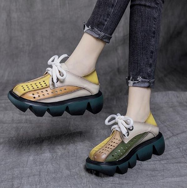 fashion women vintage platform sandals genuine leather summer classic simplicity gladiator hollow out round sandals flat heel shoes, Black
fashion women vintage platform sandals genuine leather summer classic simplicity gladiator hollow out round sandals flat heel shoes, Black