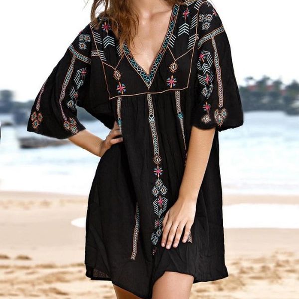 women's swimwear sarong beachwear swim suit cover beach tunic pareo bikini bathing embroidery cotton black up dress summer zomerjurken, White;black
women's swimwear sarong beachwear swim suit cover beach tunic pareo bikini bathing embroidery cotton black up dress summer zomerjurken, White;black